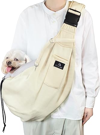 樂天商城 - 犬 抱っこ紐 ペットスリング キャリーバッグ ペットバッグ 飛び出し防止 メッシュネット付き 長さ調節可能 猫 キャリー (オフホワイト)