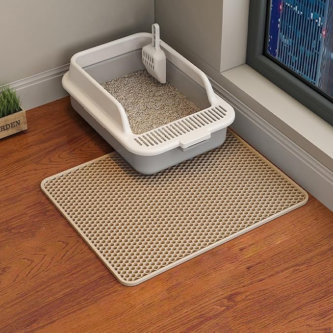 樂天商城 - 猫砂マット 猫マット 45 x 30 cm 猫砂取りマット 複数サイズ 猫用トイレシート 猫トイレマット 飛び散り防止マッ 掃除簡単 EVA 滑り止め 防水 防カビ 臭さ防止 マッサージ式 高耐久 (イエロー)