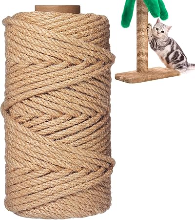 樂天商城 - 6mm 50M 麻ロープ 麻縄 キャットタワー用 剣麻 サイザル麻 爪とぎ交換用 爪研ぎ つめとぎ 交換用麻紐麻ロープ 手芸用 猫の塔を修復 キャットタワー用 手作り 修理 梱包 手作り 猫爪とぎ修理など