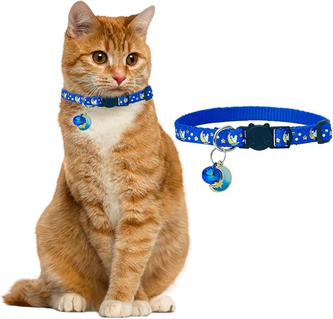樂天商城 - 猫用首輪 ペット用首輪 犬用・猫用 鈴付き・調節可能カラビナ付き (水色です)