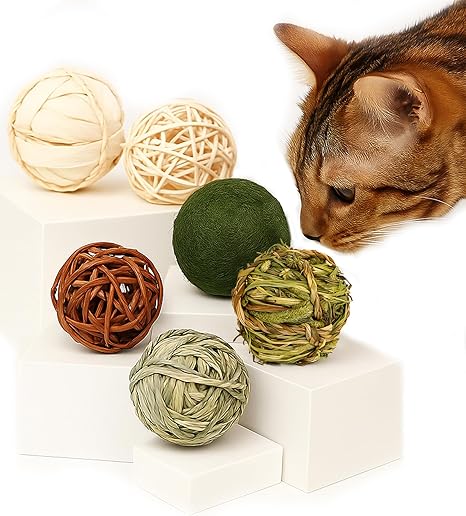 樂天商城 - 猫 おもちゃ ボール 6個セット 天然 猫のおもちゃ コロコロ セパタクロー 鈴入り 無着色 ペット用おもちゃ 運動不足解消 子猫 成猫 猫遊び用 知育 ナチュラルラタンボール ストレス軽減 嗅覚用 7cm