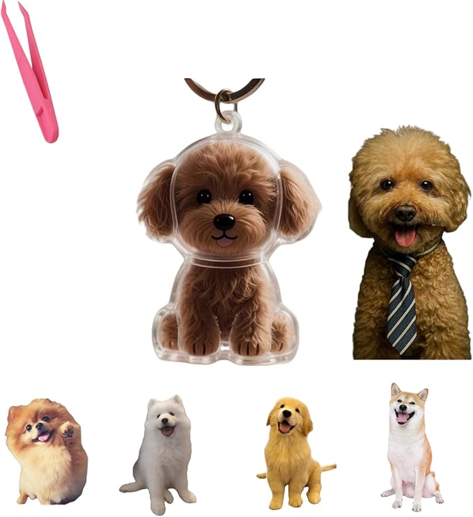 樂天商城 - キーホルダー キーホルダーと毛のピックアップ付きのポータブルペットの毛の保管ボトル 犬の毛 ーホルダー ペット 犬 毛 遺毛 メモリアル グッズ メモリアル（プードル）
