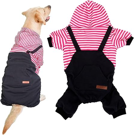 樂天商城 - 犬服 犬の服 ペット服 秋 冬 ドッグウェア フード付パーカー 防寒 暖かい 可愛い 大小中型犬 脱毛保護 お散歩 お出かけ インスタ映え 親子コーデ可能（ブラック＋レッドボーダー XL）
