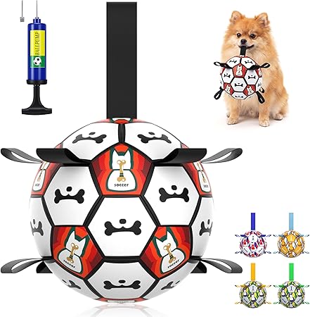 樂天商城 - 犬用ボール 犬 おもちゃ サッカーボール 安全安心 TPU素材 頑丈 引っ張り ?みおもちゃ 投げるおもちゃ 運動不足解消 ?み癖解消 エアポンプ付き 15cm(ブラック)