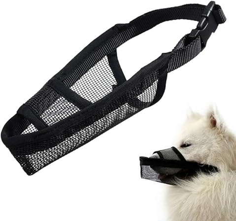 Dog Clipper - 犬 口輪 犬用マズル メッシュマスク 拾い食い 防止 かじり防止 噛み防止 (ブラック L)