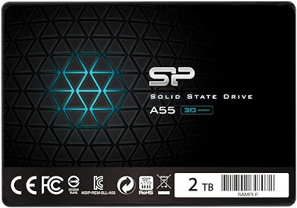 シリコンパワー SSD 2TB 3D NAND採用 SATA3 6Gb/s 2.5インチ 7mm PS4 動作確認済 3年保証 A55シリーズ SP002TBSS3A55S25 ブラック