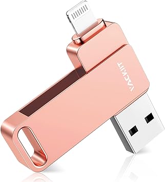 Vackiit「MFi認証取得」iPhone用 usbメモリusb iphone対応 Lightning USB メモリー iPad用 フラッシュドライブ lightningコネクタ搭載 外付 容量不足解消iPhone/iPad/iPod/Win/Mac兼用iPad Air/mini/iPhone 14/14 pro/13/13 pro/対応 128GB ピンク