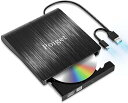 Poiget CD/DVDドライブ 外付け DVDレコ DVD-Rプレイヤー CDレコUSB3.0&Type-C両用 内蔵ケーブル Window/Linux/Mac OS対応 読み出し&書き込み エラー校正 ブラック