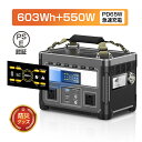 ポータブル電源 大容量 大容量603Wh/163200mAh 災害への備え 防災電源 いざという時の電源確保 家庭用蓄電池 AC 550W/USB-A/Type-C/DC/ワイヤレス出力 ソーラー充電対応 急速充電 ポータブルバッテリー バックアップ電源 PSE認証済 純正弦波 60Hz対応 LEDライト付き 送料無料