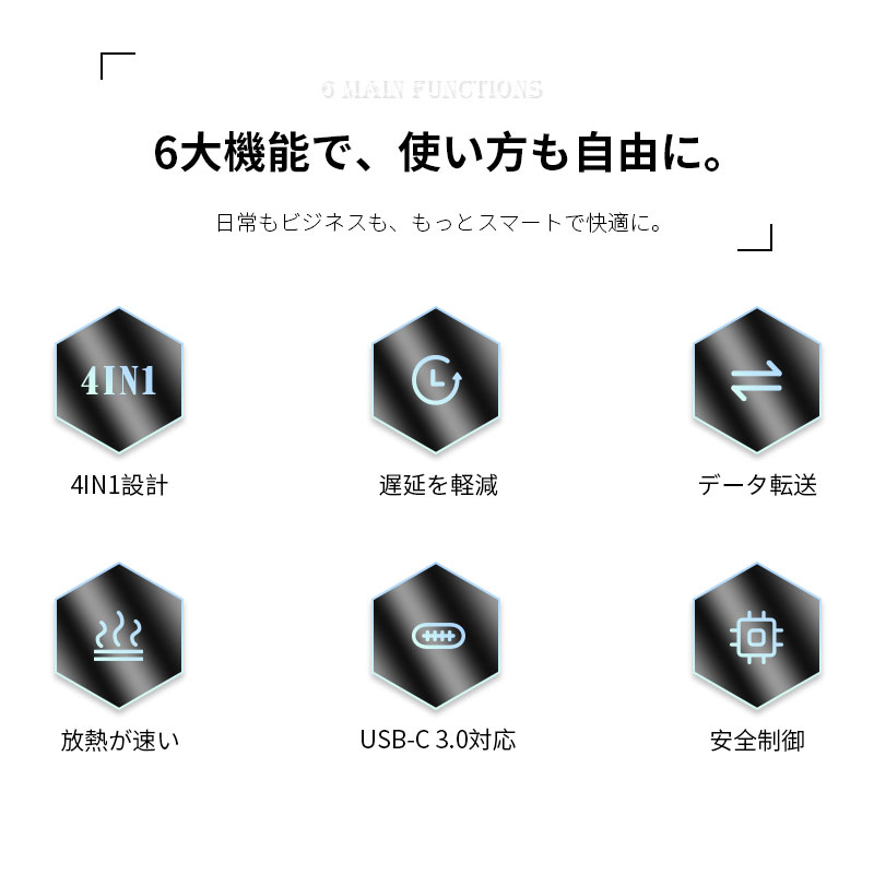 4in-1 Type-C USB-Cハブ USB 3.0規格 5Gbps 高速データ転送 拡張ドック 4ポート 変換アダプタ付き 急速充電対応 アルミニウム合金シェル 放熱性に優れ プラグアンドプレイ ドライバー不要 MacBook/Windows/Android/Chromebook対応 【PL保険加入済み製品・安心】 arcnova-10002390 アークノヴァ 楽天市場店 サンプル画像3