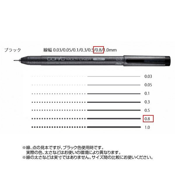 コピックマルチライナー ブラック 0.8