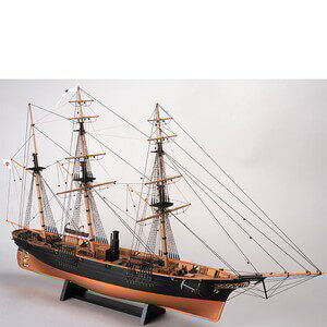 ウッディジョー木製帆船模型1/75咸臨丸レーザーカット加工