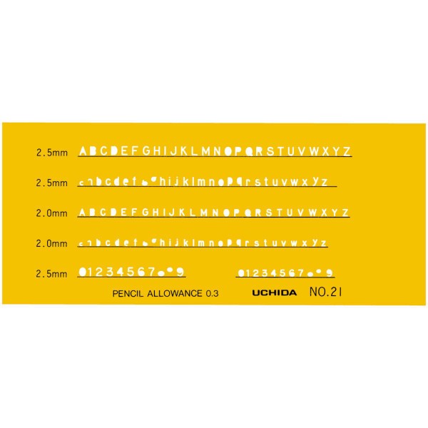 ウチダ(マービー) テンプレート NO21 英字・数字 品番：1-843-1021