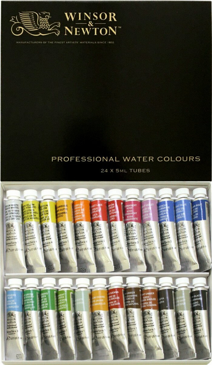 W&N プロフェッショナル・ウォーターカラー 5mLチューブ 24色セット 18809824 ウィンザー&ニュートン