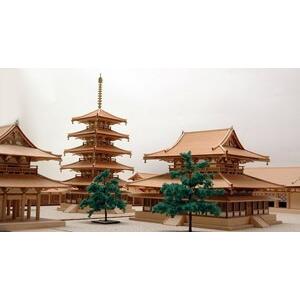 アークオアシス 楽天市場店のウッディジョー木製建築模型1/150法隆寺全景[西院釈迦の回廊内を表現]｜アングル2