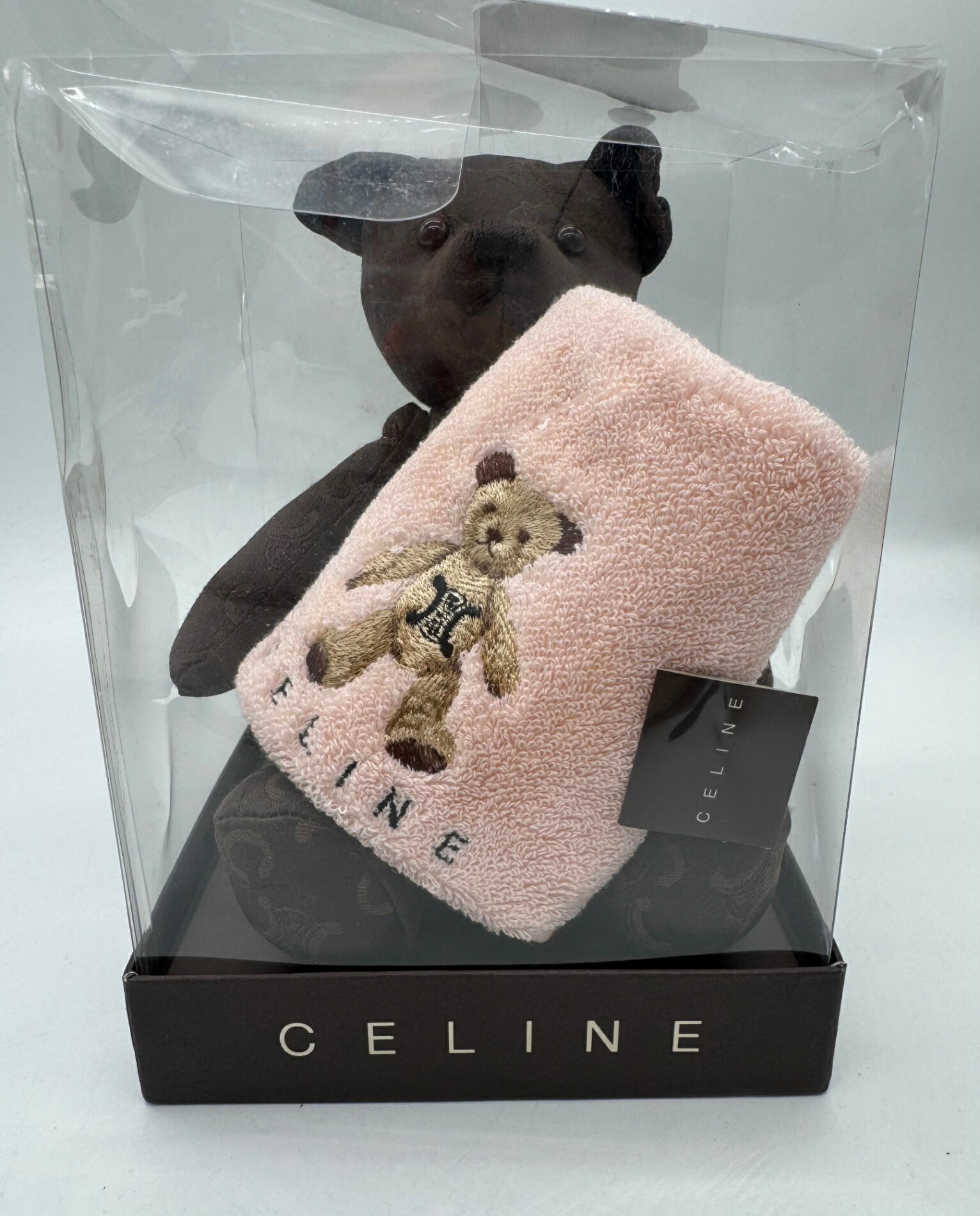 Rakuten - 【未使用品】CELINE セリーヌ テディベアハンカチセット ブラウン ピンク p2481 箱付き ブラウン ピンク レディース