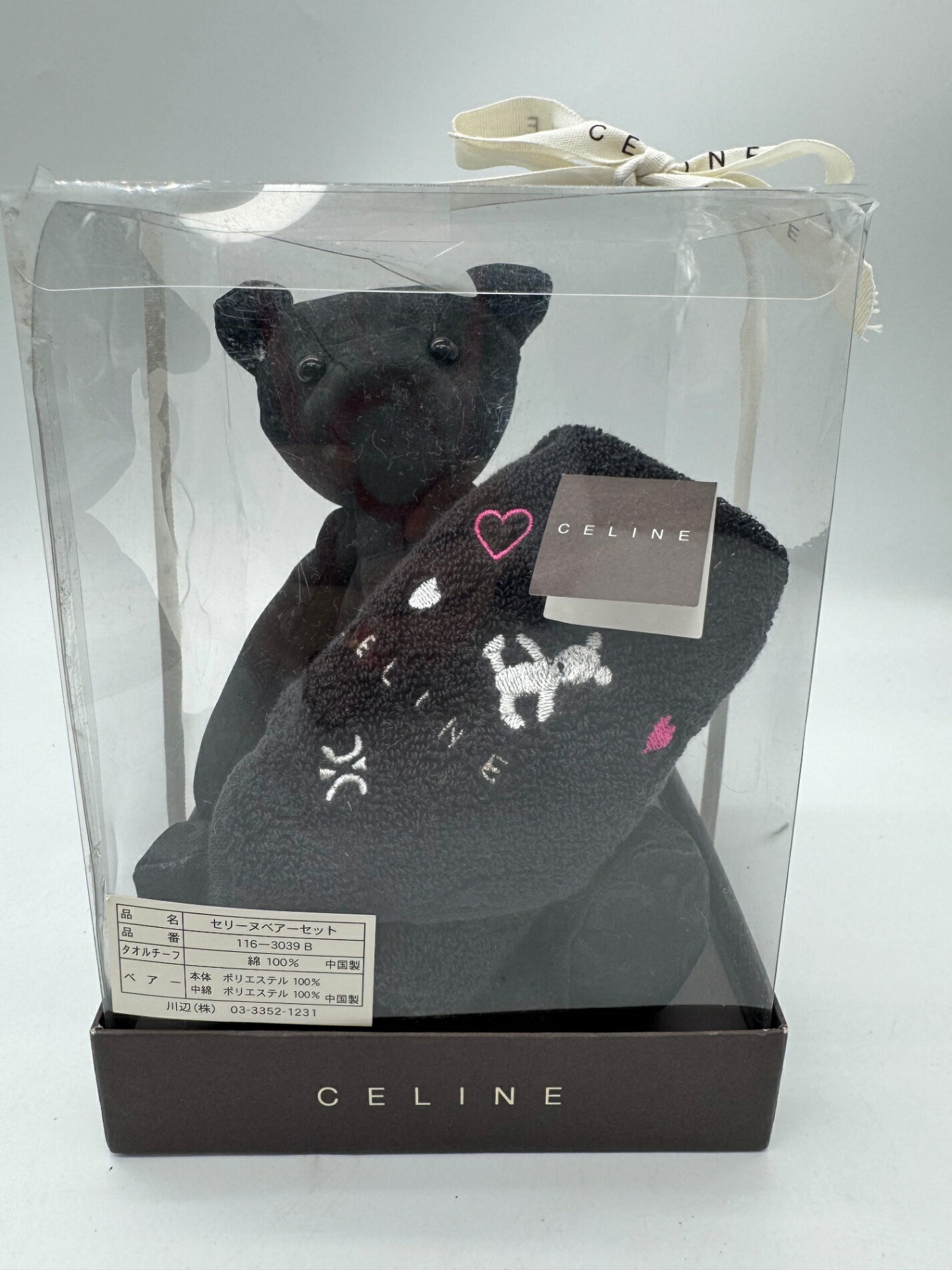 Rakuten - 【未使用品】CELINE セリーヌ テディベアハンカチセット ブラック P2480 ブラック×シルバー×ピンク 黒 銀 レディース