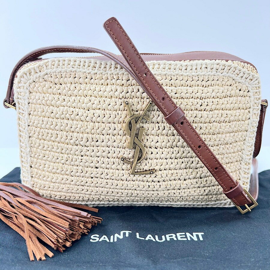 Rakuten - 【良品】 SAINT LAURENT PARIS ルー カゴ ショルダーバッグ P1428 ブラウン系 茶 レディース