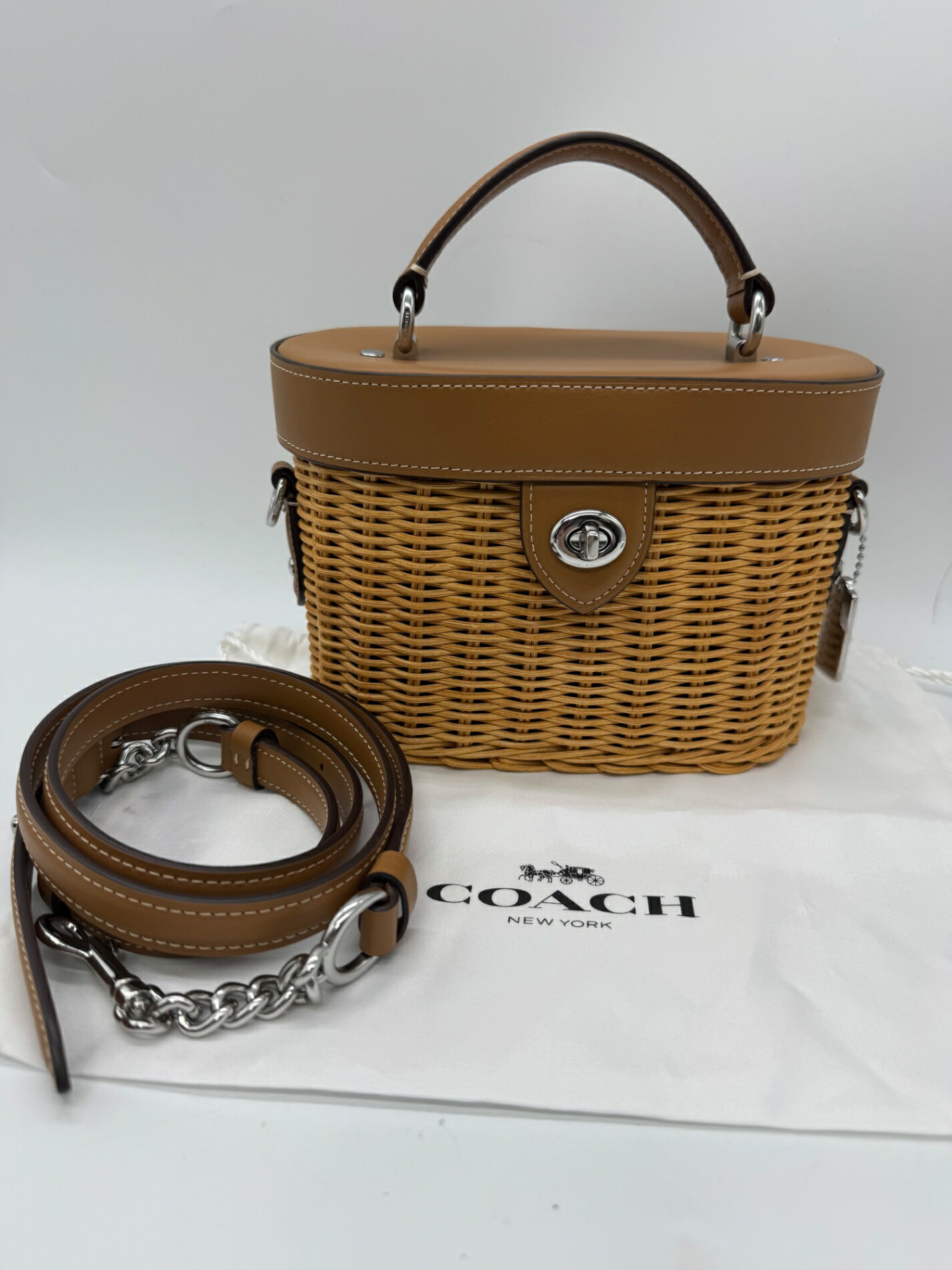 Rakuten - 【美品】COACH コーチ カゴ バニティ 2WAY ハンドバッグ 1262 ブラウン 茶 レディース