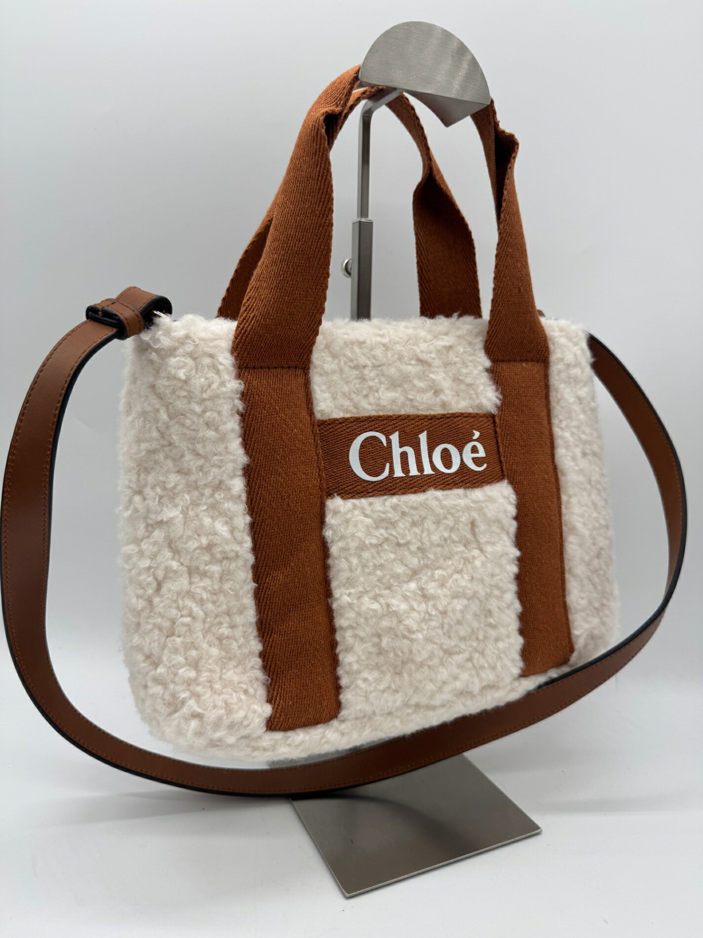 Rakuten - 【美品】Chloé クロエ　キッズ　ファー　トートバッグ　P3113 ホワイト×ブラウン 白 茶 レディース キッズ