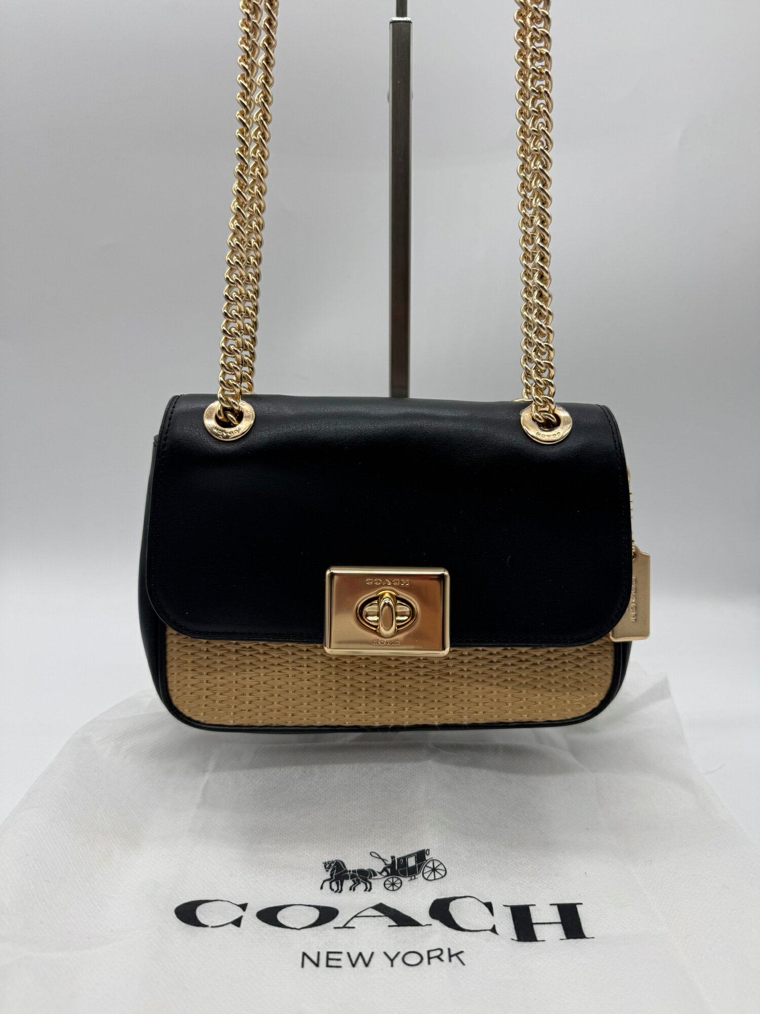 Rakuten - 【超美品】COACH コーチ ターンロック金具 ストロー チェーン ショルダー バッグ P2293 ブラウン 茶 レディース