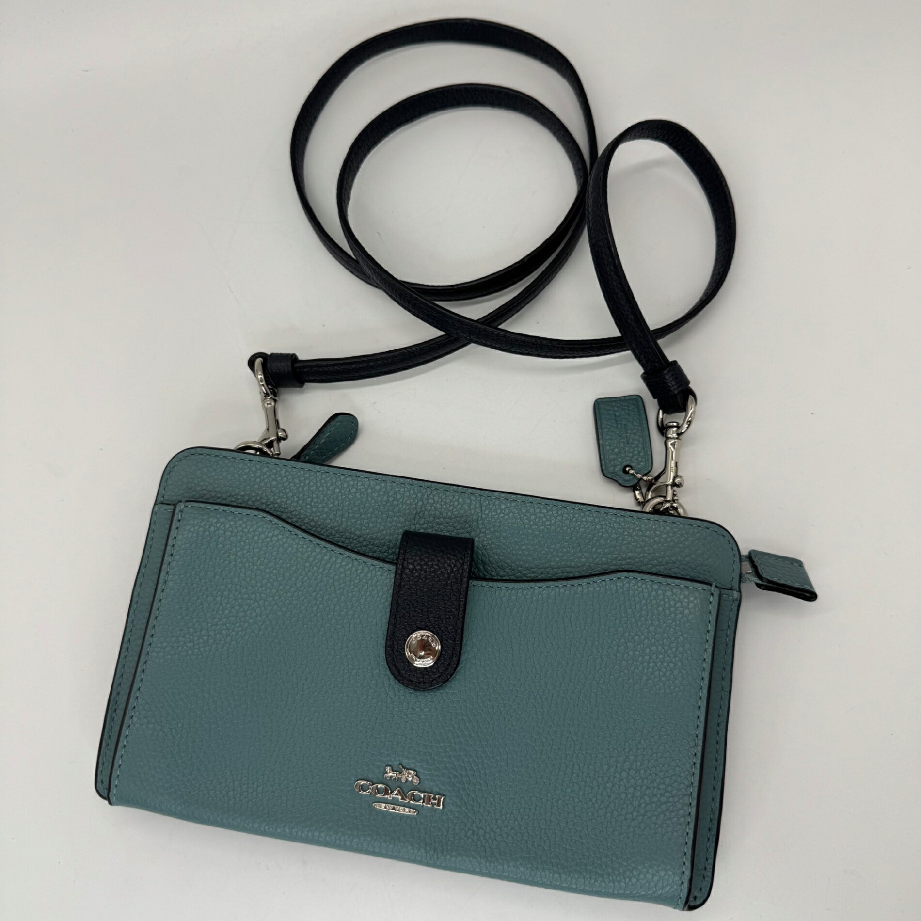 【美品】COACH コーチ 23337 ノアポップアップ メッセンジャー ショルダーバッグ 斜め掛け クロスボディ 2017年製 グリーン 緑 Aランク ストラップ レディース 中古 P1850