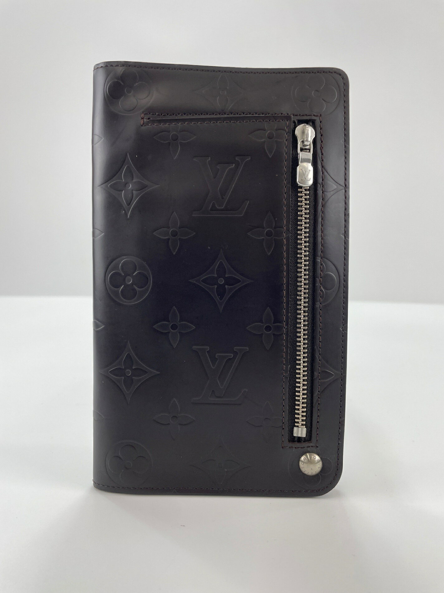 【美品】Louis Vuitton ルイヴィトン モノグラム グラセ ホイスト 長財布 二つ折り ロングウォレット ファスナー 小銭入れ カード入れ レザー ダークブラウン メンズ 中古 フランス製 louis vuitton P3512