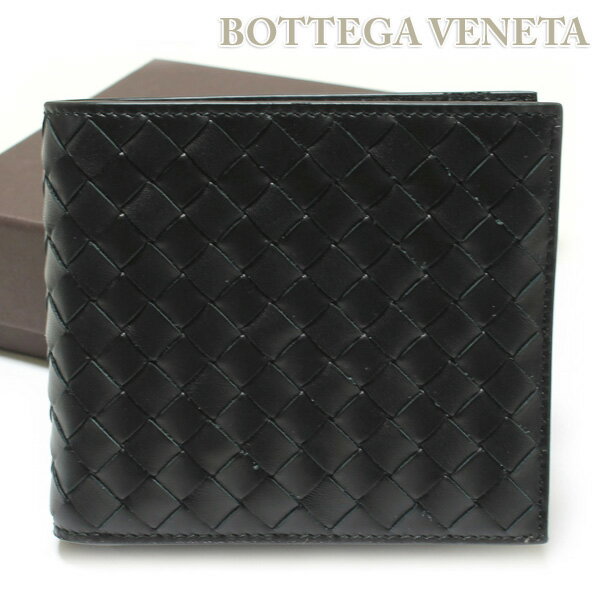 【楽天市場】【BOTTEGA VENETA】ボッテガ ヴェネタ 二つ折財布(札/カード) ブラック イントレチャート 編み込み 113993