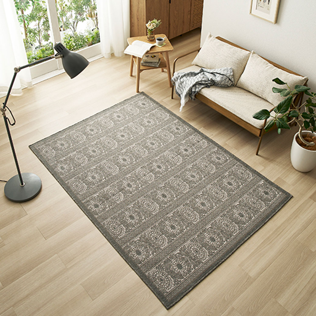 フィンレイソン　エレファント柄 グレーラグ　カーペット 200x200cm フィンレイソンエレファント柄 グレーラグカーペット 200x200cm