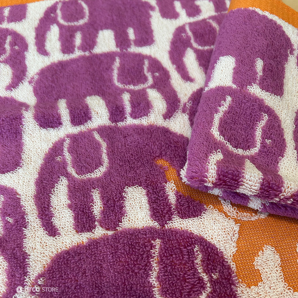 Finlayson（フィンレイソン） ELEFANTTI VAPAA 今治 エレファンティ ヴァッパ ラベンダー ウォッシュタオル ふわふわハンドタオル ハンカチ おしゃれな北欧デザイン 34×35cm 北欧デザイン 日本製 西川 ギフト コットン100%【メール便2個まで発送】