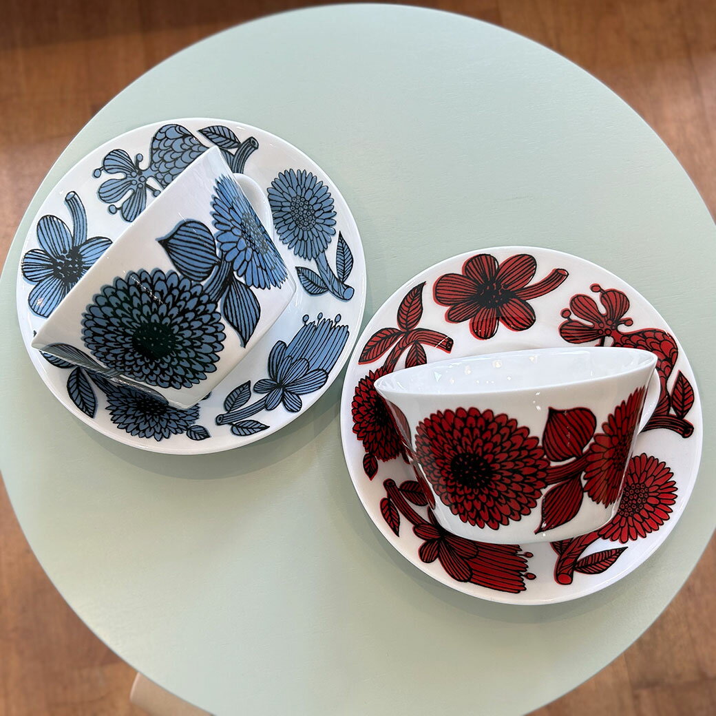 Gustavsberg(グスタフスベリ) ティーカップ&ソーサー レッドアスター ブルーアスター 北欧食器 プレゼント スウェーデンの老舗陶器ブランド ヴィンテ...