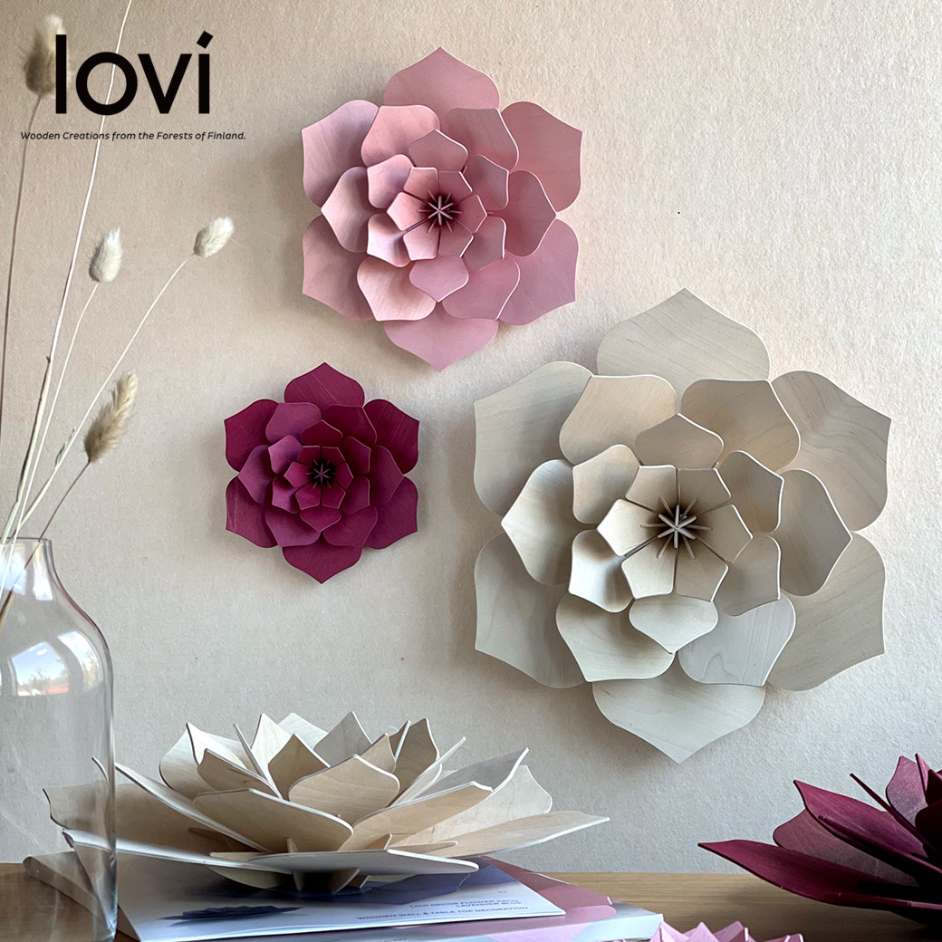 Lovi（ロヴィ）正規代理店 デコ フラワー 15cm 24cm 34cm 48cm 北欧花飾り デコレーション おしゃれな北欧プライウッド 白樺 フィンランドインテリア 置物 プレゼント ギフトに人気 ロビ TV放送で話題の北欧お花