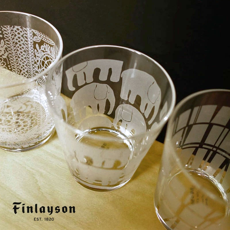 Finlayson（フィンレイソン） ガラスタンブラー コップ グラス エレファンティ タイミ コロナ プレゼントに人気のコップ 北欧デザインの食器 ソーダガラス