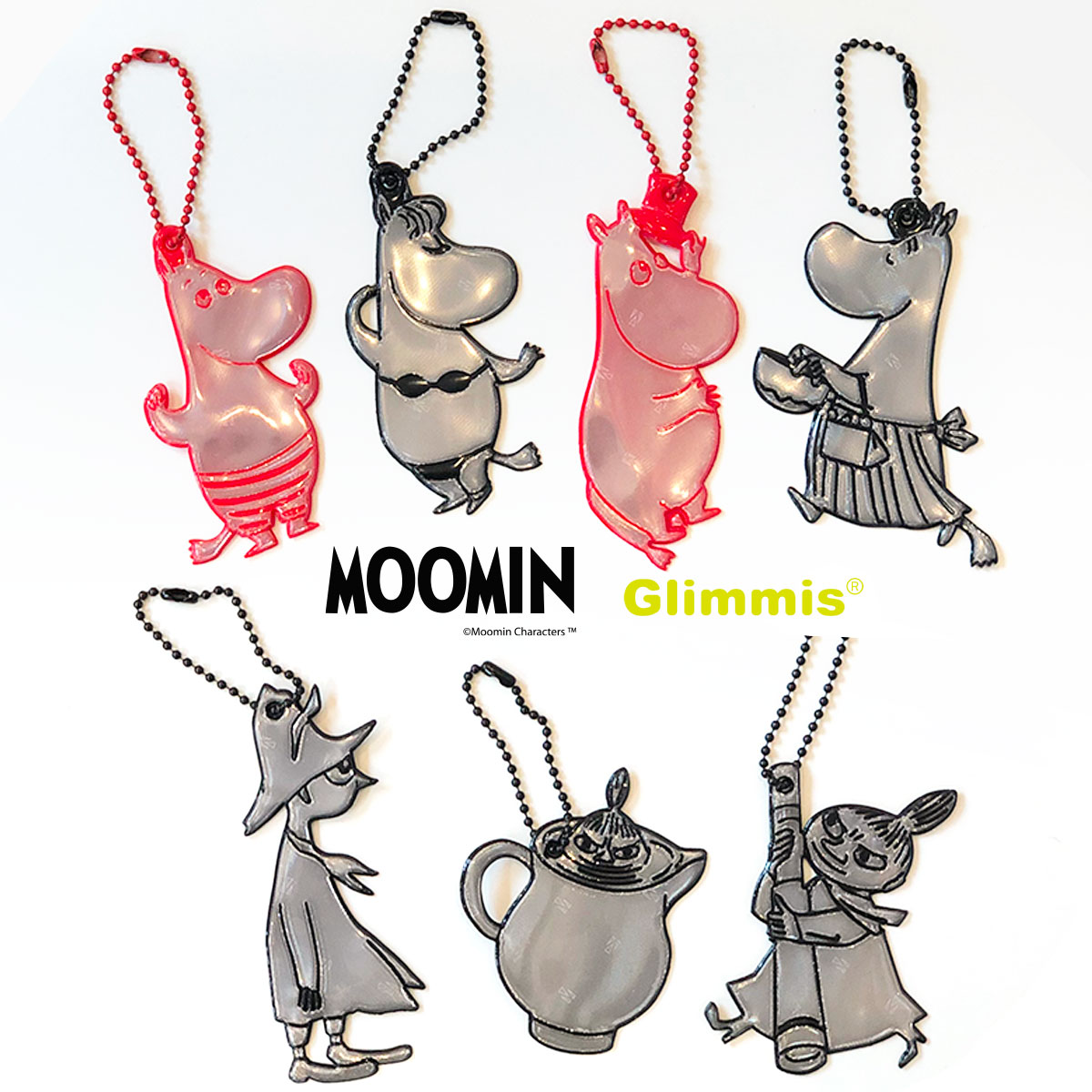 Glimmis（グリミス）正規代理店 MOOMIN ムーミンシリーズ スウェーデン北欧の交通安全キーホルダー プレゼント・ギフトにも人気 ランドセル 自転車 ベビーカー 卒園 卒業 友達 アクセサリー 反射板 命を守るリフレクター