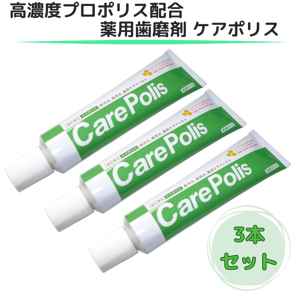 ケアポリス 3個 歯みがき粉 歯磨き粉 歯周病 研磨剤なし 無研磨 口内炎 プロポリス 薬用歯磨 オーラルプラス 75g