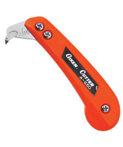 スレート、石膏ボード、デコラ、耐火ボード、プラスチックの切断用。切断物に切込罫書きを入れて折り曲げて切断します。替刃式です