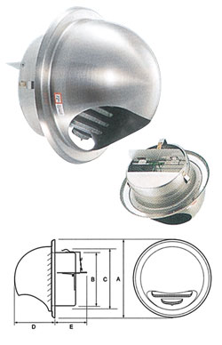 UK ステン丸型フード付ガラリ(防火ダンパー付) 150mm 1個価格 宇佐美工業 UK-GN150SHD-HL