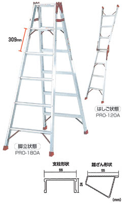 はしご兼用脚立 プロ メーカー直送 代引不可 個人宅不可 PICA PRO-120B