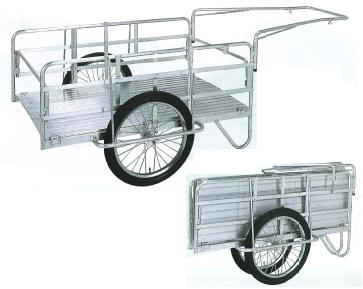 折りたたみ式アルミリヤカー（荷台幅800×長さ1200・側板なし・ノーパンクタイヤ） メーカー直送品 代引..