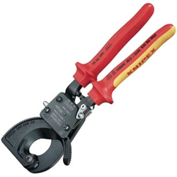 絶縁ケーブルカッター 1000V(ラチェット式)全長250mm KNIPEX(クニペックス) 9536-250