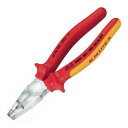 絶縁ペンチ 1000V 長さ190mm KNIPEX(クニペックス) 0106-190