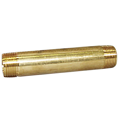 黄銅製ねじ込継手 丸長ニップル ネジ(R×長さ)3/8×150 フローバル GLN-03150-BS