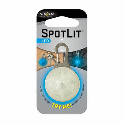 明るく小さなカラビナLED！いろいろ使える。特徴キーホルダーに、バッグに、ペットのお散歩に、いろいろ使えるカラビナ付LEDライト。便利な生活防水設計。プッシュ式スイッチで点灯・点滅が可能。仕様サイズ：53.92mm×32.70mm×21.78mm重量：16gカラー：ブルー材質：プラスチック、スチールボディカラー：ホワイト(半透明ボディ)搭載ライト：青色LED搭載機能：常時点灯モード、点滅(フラッシュ)モード使用電池：CR2016×2個(テスト電池内蔵/交換可)連続稼働時間：点灯モード/20時間、点滅モード/25時間プッシュボタン式スイッチ生活防水加工品ステンレス製カラビナ付き