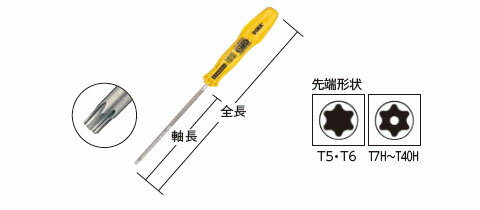 パワーグリップトルクスドライバー T27H×120mm ベッセル 5400TX