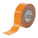 特徴鮮やかな蛍光色のラインテープです。照明によって蛍光を発し鮮明に見えるため、強い注意喚起が必要な場所に最適です。粘着力が強力ではがれにくくなっています。看板などの文字などにも使用可能です。仕様粘着力：17N／25mm引張強度：36N／10mm切断にはカッターが必要色：オレンジ幅(mm)：50長さ(m)：10厚み(mm)：0.16質量(g)：214用途屋内用。工場、駐車場、病院などの構内区画ライン標示。屋内の表示ライン用室内の通路や区画ラインの表示に階段などの段差部分の注意喚起に鮮やかで見やすく目印にも最適。看板などの文字に使用も可能。材質・仕上げ基材：ポリ塩化ビニール粘着剤：アクリル系生産国 日本※商品画像はイメージです。