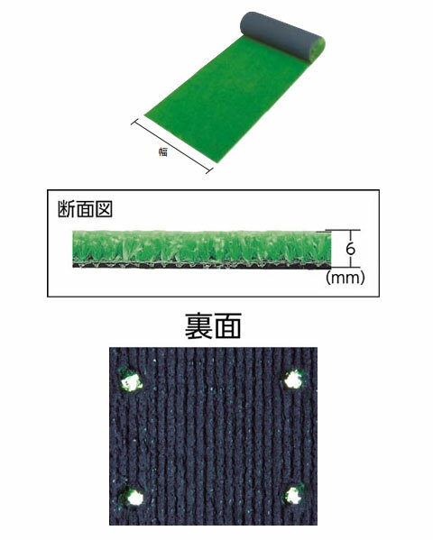 人工芝(透水タイプ) 910mm×5m 厚み6mm トラスコ TTFW-956