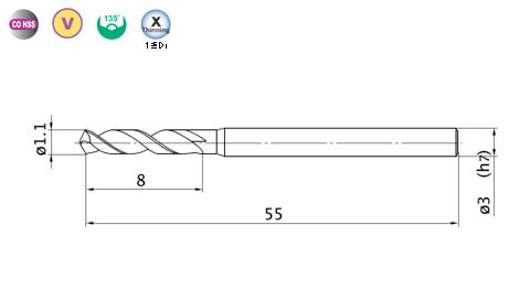 バイオレット高精度ドリルステンレス用(S)1.1mm 三菱マテリアル VAPDSSUSD0110