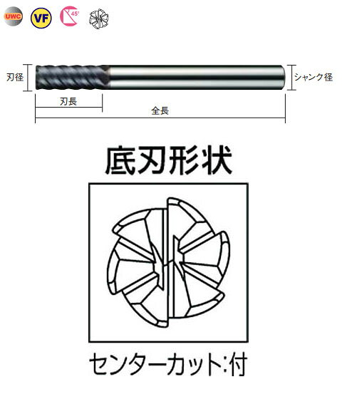 6枚刃インパクトミラクルラジアスエンドミル(M) 三菱マテリアル VFMDRBD0500R030