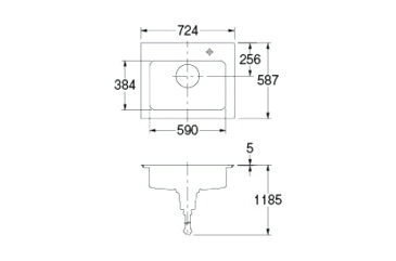 カクダイ ステンレスシンク オーバーカウンタータイプ ※メーカー直送品 457-023