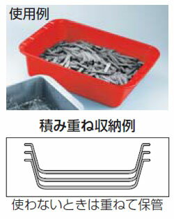 浅型パーツボックス 内寸452×267×43mm レッド トラスコ KA-2-R